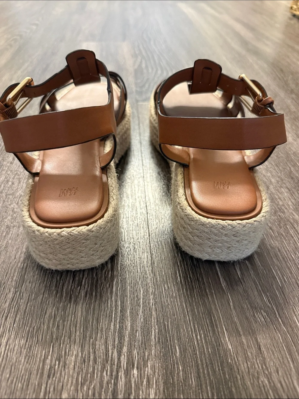 H&M Brown Woven Espadrille Platform Sandals